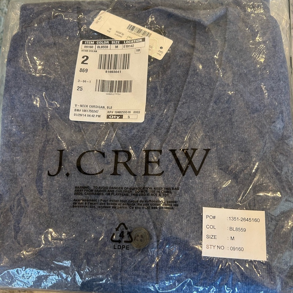 J. Crew Blue V-Neck Sweater